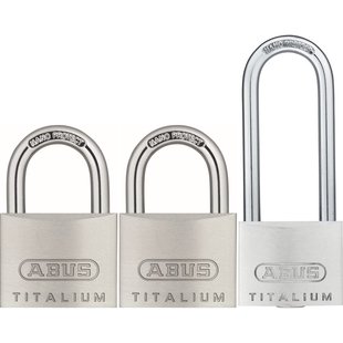 Abus Hangslotenset Titalium Tkti24/40 Hb63 - Aluminium Voor Buiten Hoge Veiligheid - Body 40mm Lange Beugel 63mm - Set Van 3 Stuks