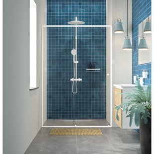Sealskin - Douche Schuifdeur Contour 140 X 200cm - Wit Profiel - 6 Mm Helder Glas