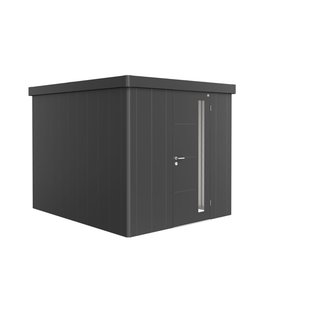 Biohort Metalen Tuinhuis Neo - Donkergrijs Metallic - 236x292cm - Enkele Deur