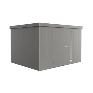 Biohort Metalen Tuinhuis Neo - Kwartsgrijs Metallic - 348x292cm - Dubbele Deur