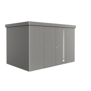 Biohort Metalen Tuinhuis Neo - Kwartsgrijs Metallic - 348x236cm - Dubbele Deur