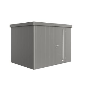 Biohort Metalen Tuinhuis Neo - Kwartsgrijs Metallic - 292x236cm - Enkele Deur