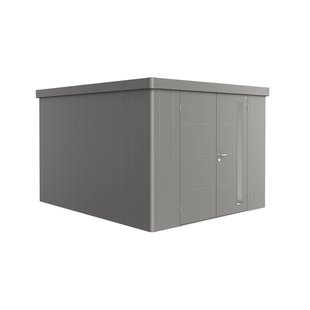 Biohort Metalen Tuinhuis Neo - Kwartsgrijs Metallic - 292x348cm - Dubbele Deur