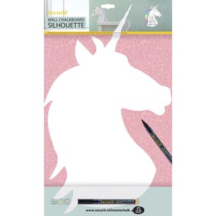 Securit Krijtbord Silhouet Eenhoorn Wit Met Krijtmarker En Bevestigingsstrips