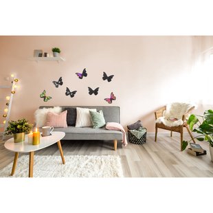 Securit Krijtbordset 3d Vlinder Zwart 7 Stuks Met Krijtmarker En Bevestigingsstrips