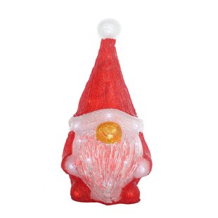 Central Park Acryl Verlichte Kerstman Verlichte Cadeaudoos - 30 Led's - Wit - 38cm - Binnen