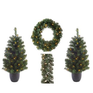 Decoris Kunstkerstbomen H 90 Cm 2pcs - Kerstkrans - Slinger- Pvc