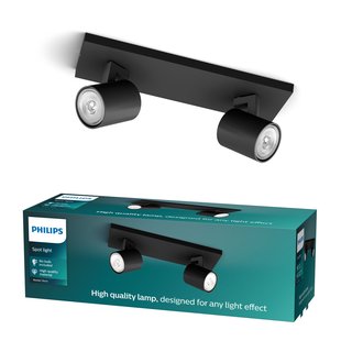 Philips Opbouwspot Runner Zwart 2xgu10