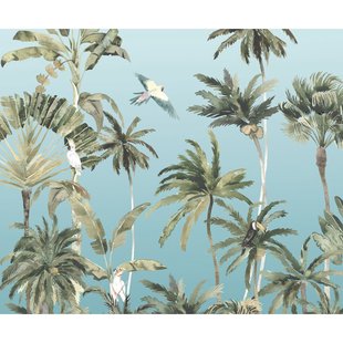 Fotobehang Palmboomwoud - Blauw - 2,50m X 300cm