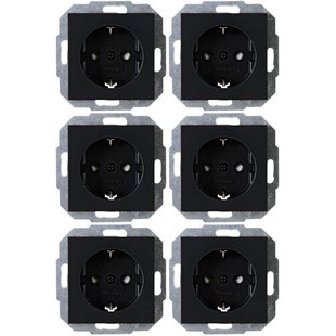 Kopp Inbouwstopcontact Athenis Randaarde 1-polig Zwart Ip20 6 Stuks