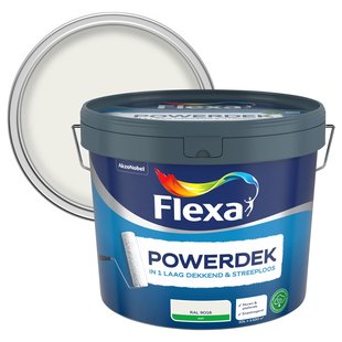 Flexa Powerdek Muurverf - Mat - Verkeerswit / Ral 9016 - 10l
