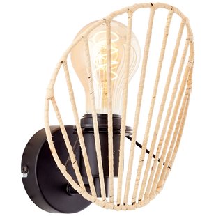 Brilliant Wandlamp Malty Rotan Zwart E27 52w