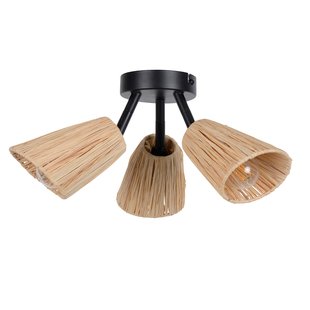 Corep Opbouwspot Playa Zwart Raffia ⌀26cm 3xe14