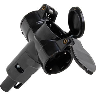 Kopp Contrastekker Randaarde 3-voudig Met Deksel Zwart