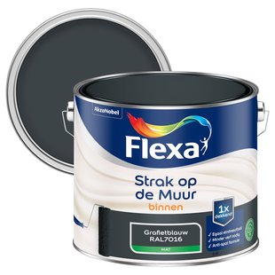 Flexa Strak Op De Muur Muurverf - Mat - Grafietblauw / Ral 7016 - 2,5l
