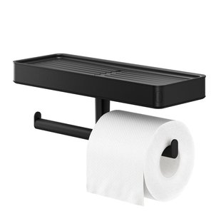 Tiger Toiletrolhouder Carv - Rvs/zamak/abs - Met Planchet - Zwart