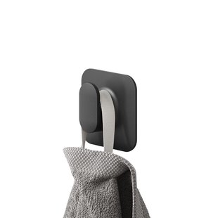 Tiger Carv Handdoekhaak Medium Met Zelfklevende Wandsteun Zwart