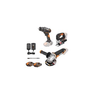 Worx 20v 3-tool Combokit - Haakse Slijper, Decoupeerzaag En Boormachine Set Wx955