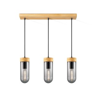 Home Sweet Home Hanglamp Capri Hout Gerookt Glas 3xe27