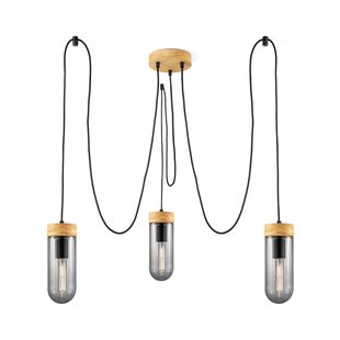 Home Sweet Home Hanglamp Capri Hout Gerookt Glas ⌀15cm 3xe27