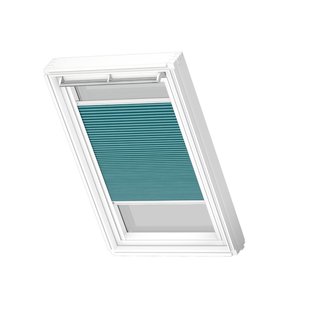 Velux Manueel Verduisterend Plisségordijn Fhc Sk06 1173swl Petrol Blauw White Line