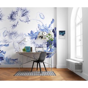 Fotobehang Blue Silhouettes - Blauw - 2,50m X 350cm