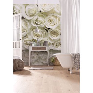 Fotobehang A La Rose - Wit - 2,54m X 368cm