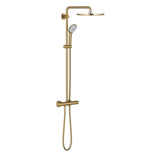 Grohe Regendouche Euphoria Douchesysteem - Met Thermostatische Kraan - Zwart - Geborsteld - Rond - Met Handdouche - 15cm Hartafstand - 1-straals - Waterbesparend