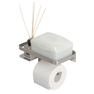 Tiger Toiletrolhouder Caddy - Rvs - Met Planchet - Rvs Geborsteld