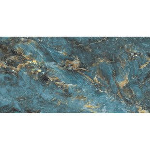 Marmerlooktegel - Lemurian Blue - Blauw - Keramiek - Hoogglans - 60x120 Cm - 1,44 M²