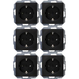 Kopp Inbouwstopcontact Paris 1-polig Randaarde Zwart Ip20 6 Stuks