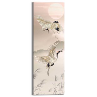 Schilderij Kraanvogels In Pastel Deco Panel 30 X 90 Cm