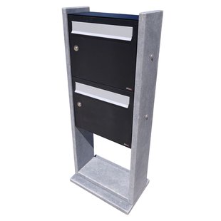 Brievenbusunit Palermo Dubbel - Natuursteen En Staal - Blauw - 2 Stuks - 46x118x18cm