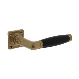 Intersteel Deurkruk Op Rozet Ton 222 - Messing - Getrommeld/ebbenhout - Vierkant Rozet - Rozet 38x38 Mm