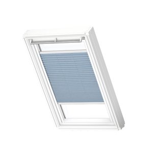 Velux Manueel Lichtdoorlatend Plisségordijn White Line Fhl Uk08 1286swl Jeansblauw