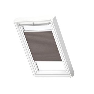 Velux Manueel Lichtdoorlatend Plisségordijn White Line Fhl Pk08 1276swl Stoffig Bruin