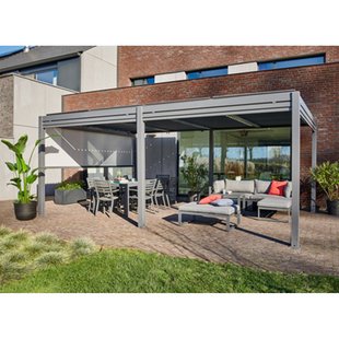 Central Park Pergola Met Lamellen Riaci Aluminium Donkergrijs 300x572xh218/230cm