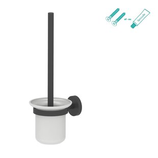 Aquavive Wc-borstel Met Houder - Rvs - Zwart Mat