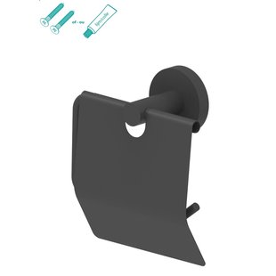 Aquavive Toiletrolhouder - Rvs - Met Klep - Zwart