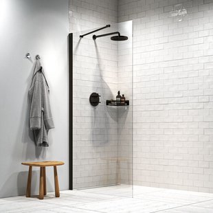 Sealskin - Inloopdouche Hooked 75 X 200cm - Zwart Profiel - 6 Mm Helder Glas