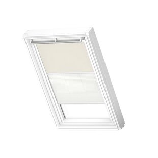 Velux Manueel Duo Verduisterend Dakraam Rolgordijn White Line Dfd M04 1085swl Beige - Wit