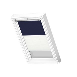 Velux Manueel Duo Verduisterend Dakraam Rolgordijn White Line Dfd Pk08 1100swl Donkerblauw - Wit