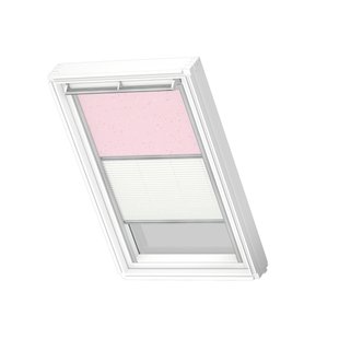 Velux Manueel Duo Verduisterend Dakraam Rolgordijn Dfd Uk08 4659s Roze Sterren - Wit