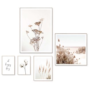 Schilderijen Set Happy Nature Droogbloemen Slim Frame Mdf 50x70cm