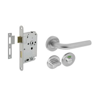 Intersteel Deurbeslag Set Wc-/badkamerslot 63/8mm Wit + Deurkruk Rechts Rvs