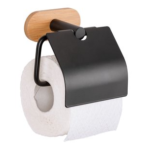 Wenko Toiletrolhouder Orea - Rvs - Met Klep - Zwart Mat