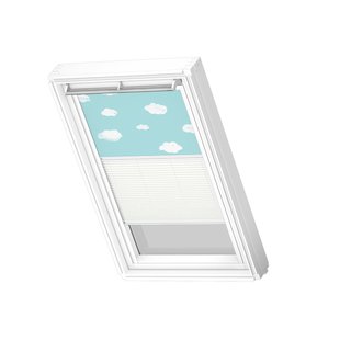 Velux Manueel Duo Verduisterend Dakraam Rolgordijn White Line Dfd Sk06 4660swl Blauwe Lucht - Wit