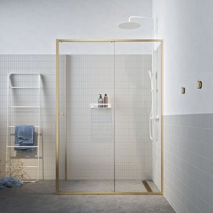 Sealskin - Douchedeur + Zijwand Contour 140 X 200cm - Goud Profiel - 6 Mm Helder Glas