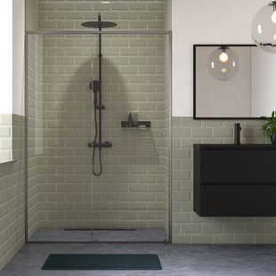 Sealskin - Douche Schuifdeur Contour 120 X 200cm - Mat Grijs Profiel - 6 Mm Rookglas