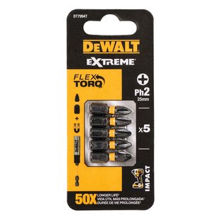 Dewalt Extreme Impact Torsion Schroefbits Dt7994t-qz 25mm Ph2 5 Stuks